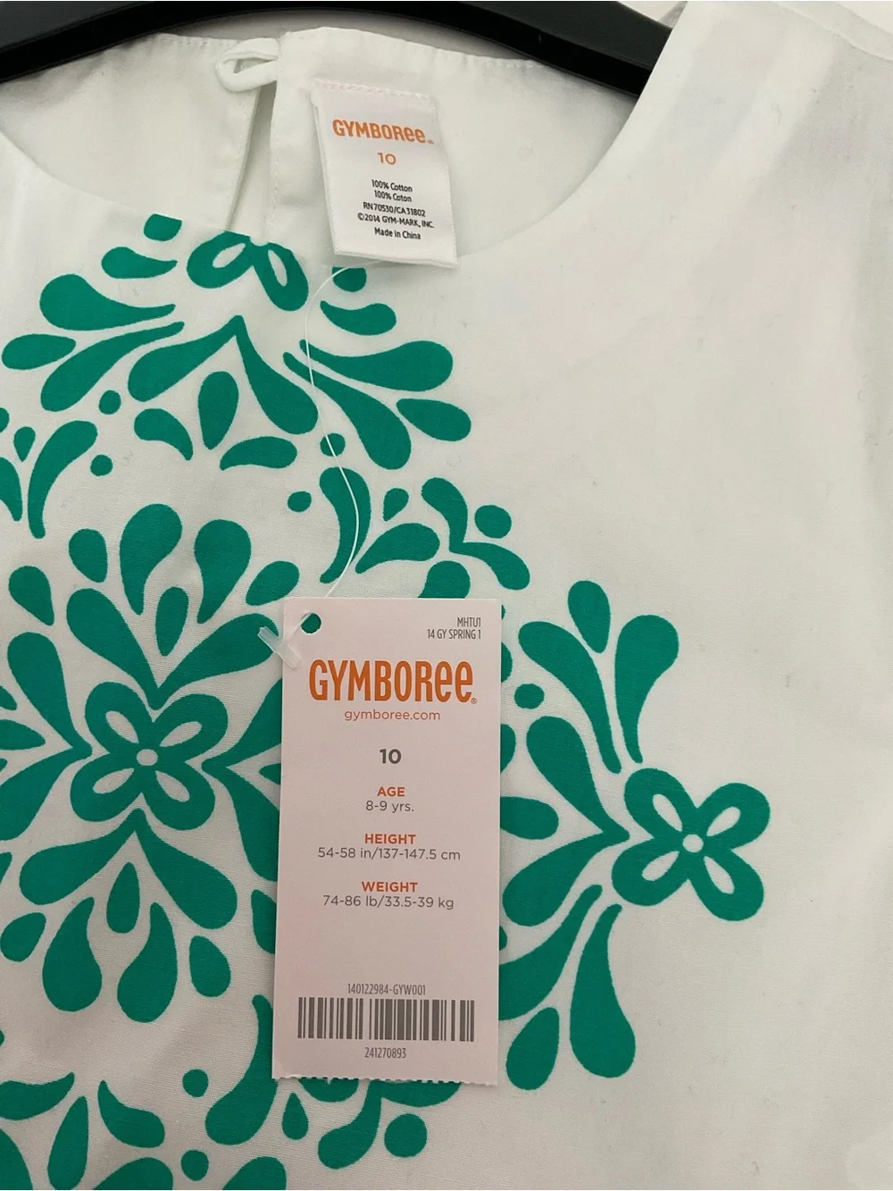 Gymboree White & Teal Girls'  Top Size 10 (NWT)